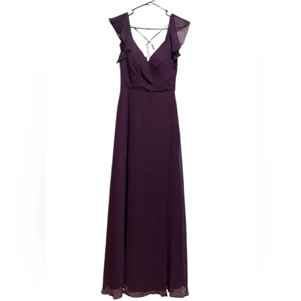 Azazie yoka plum Flowy Ruched Chiffon Dress - Picture 3 of 9